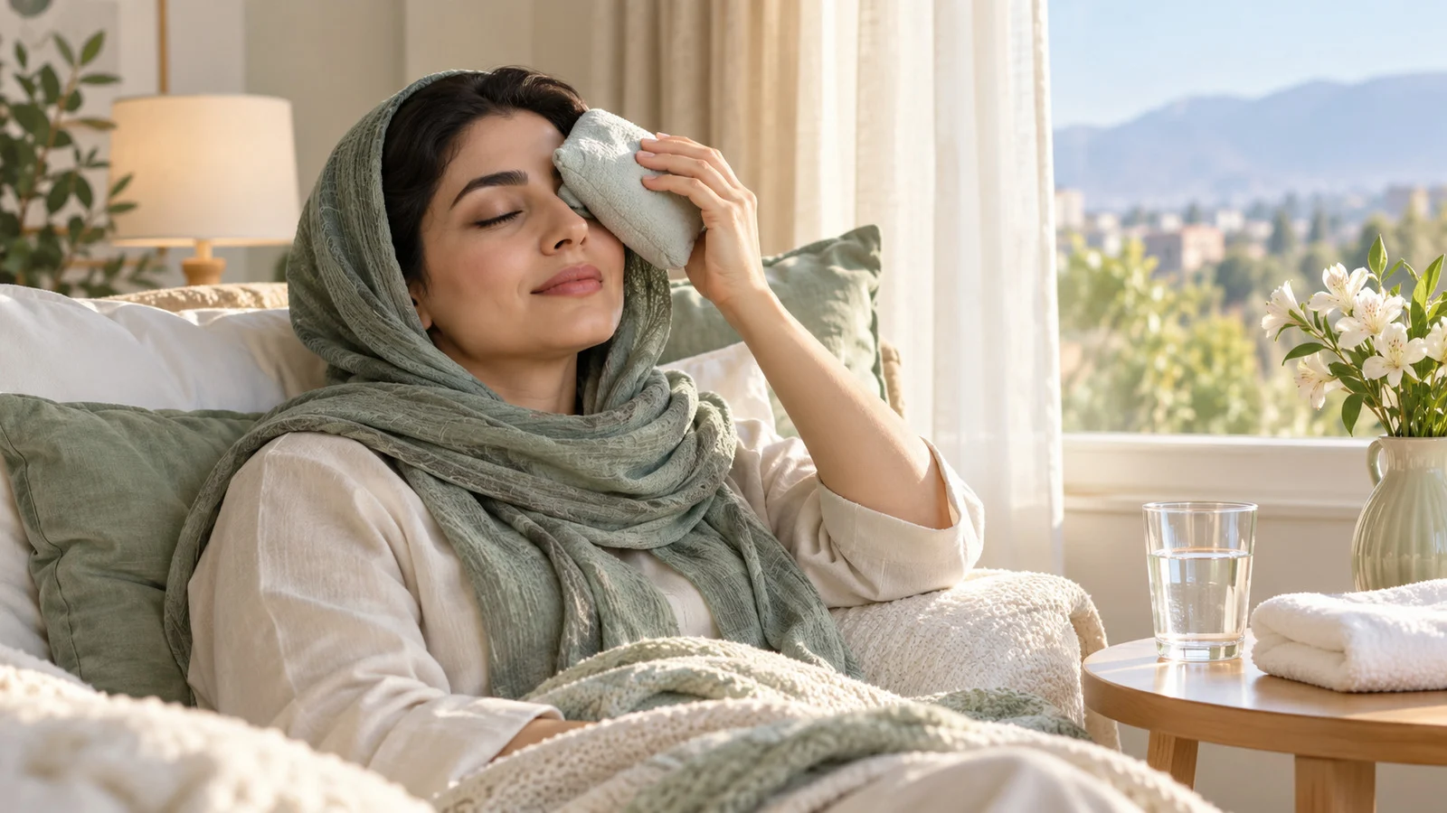 استراحت آرام با کمپرس خنک در دورهٔ نقاهت بلفاروپلاستی
